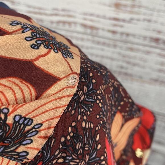 Elie Tahari Dress Women's Medium Multicolor Floral Shirt Style Belted - Picture 3 of 16